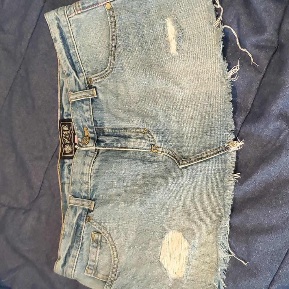 Pink denim skirt